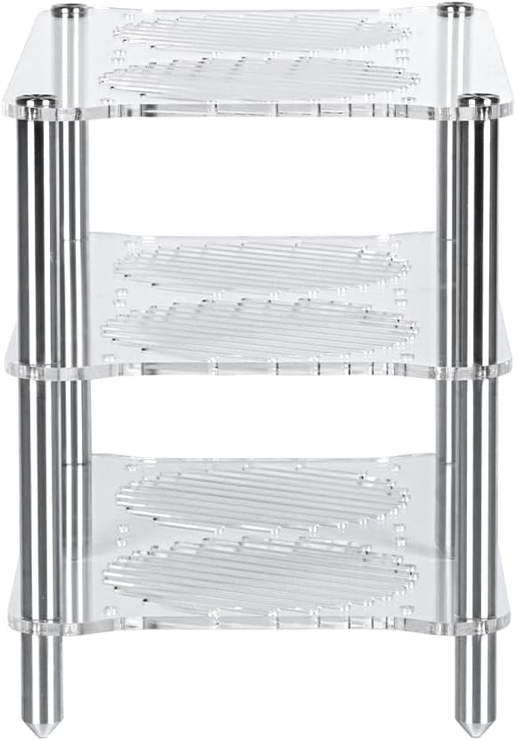 Fosi Audio Acrylic Amplifier Rack for Cooling Fan, Sturdy Audio Equipment Rack for Home Theater, HiFi and AV Component Rack, Ventilated Speaker Stand for Studio and Audio Devices