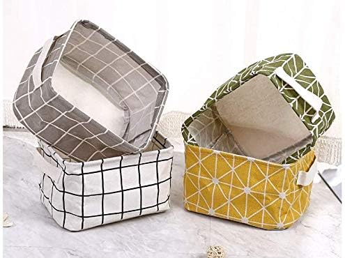 Tamicy Mini Storage Basket（Pack of 5） | Blend Storage Bins for Makeup, Book, Baby Toy,8x6x5.5 inch Home Decor Canvas Organizers Bag 8x6.3x5.1 inch