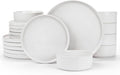 Famiware Nebula Plates and Bowls, 18-Piece Dinnerware Set, White | Stoneware Dish Set for 6, Dishwasher and Microwave Safe, Chip and Scratch Resistant