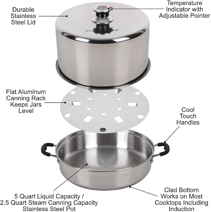 Kitchen Crop Steam Canner with Temperature Indicator (Stainless Steel Steam Canner)