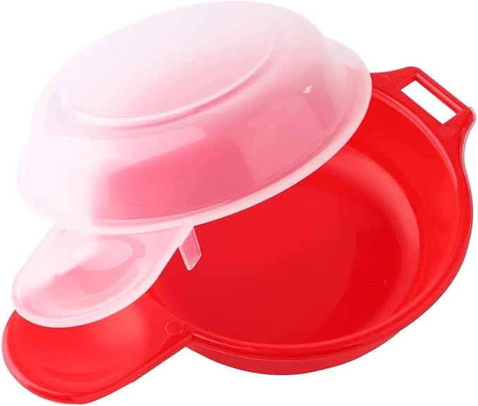 Microwave Omelet Maker, Microwave Egg Cooker,1 Minute Fast Egg Hamburg Omelet Maker Kitchen Cooking Tool(Red and clear)