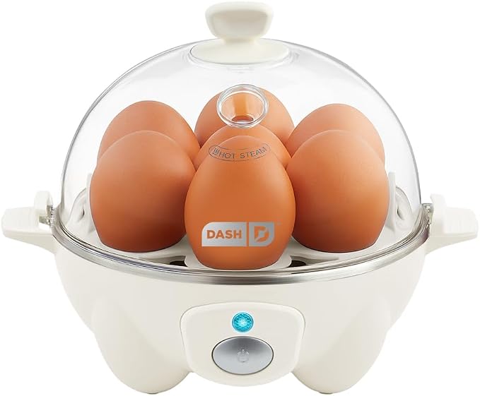 Dash Rapid Egg Cooker, 7 Hard Boiled Eggs, Cream | Electric Egg Poacher, Boiler, Steamer & Omelette Maker Machine, Soft or Poached Eggs for Breakfast, Auto Shut-Off, BPA-Free