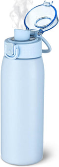 Insulated Water Bottle 18 oz with Dustproof Lid, Carry Handle & Tea Infuser, BPA-Free & Leakproof, Stainless Steel Water Bottles Ideal for Fitness, Hiking, Office & Outdoor Use (Light Blue)
