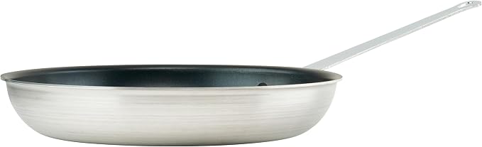 Winco Majestic 14.38" Non-Stick Frying Pan, 14 Inch, Black,Silver | Reinforced riveted handle, Great for Sauteing, Searing, Frying and Restaurant Kitchens