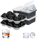 ROTTAY Ice Cube Trays (Set of 4), Sphere Ice Ball Maker with Lid & Large Square Ice Cube Maker for Whiskey, Cocktails and Homemade, Keep Drinks Chilled | Perfect for Whiskey, Cocktails, Bourbon, and Homemade Drinks, Creating Slow-Melting Ice That Keeps...