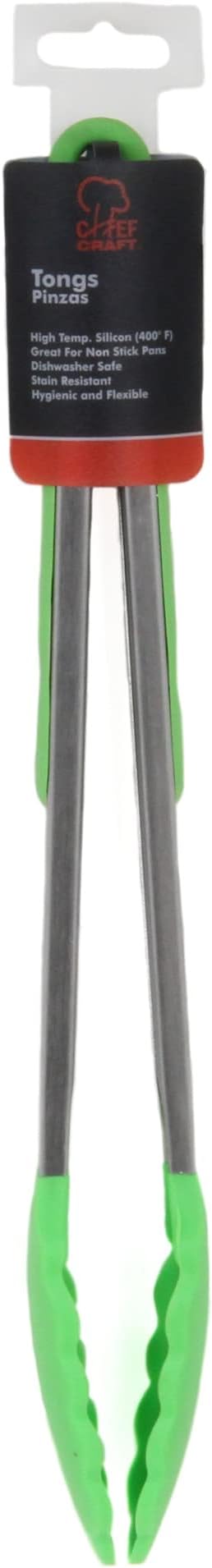 Chef Craft Premium Silicone Tongs, 12 inch, Green
