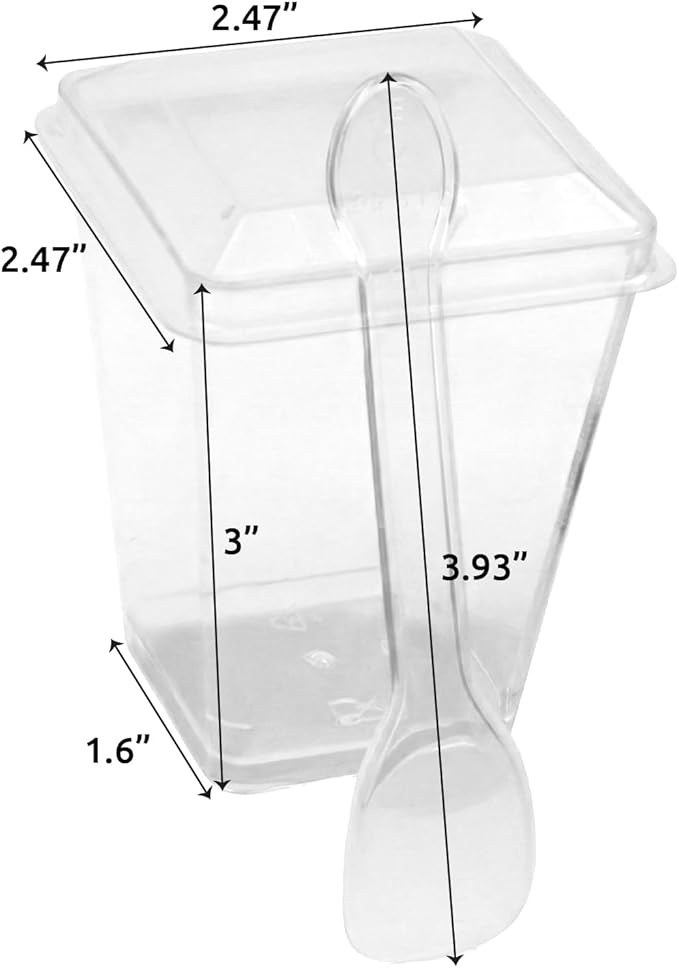 200 Pack 5 oz Dessert Cups with Lids and Spoons, Plastic Parfait | 600 pcs serves 200; disposable clear mini party set for mousse, tiramisu, pudding, appetizer, salad, yogurt, cake, wedding