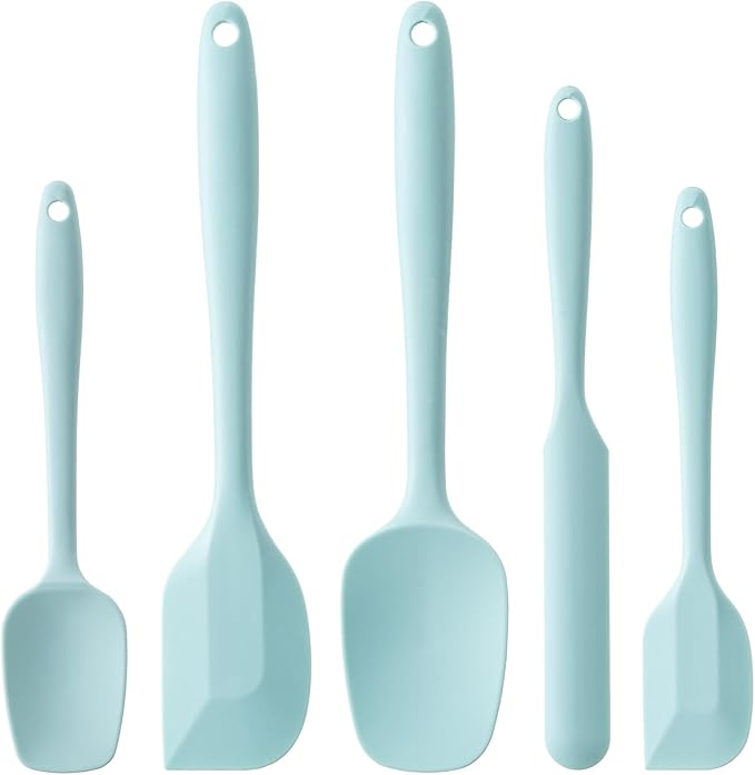 Silicone Spatula Set,5 Piece Food Grade Rubber Spatulas,Macaron blue | Spatulas Silicone Heat Resistant for Baking,Cooking,and Mixing High Heat Resistant Non Stick Dishwasher Safe BPA-Free