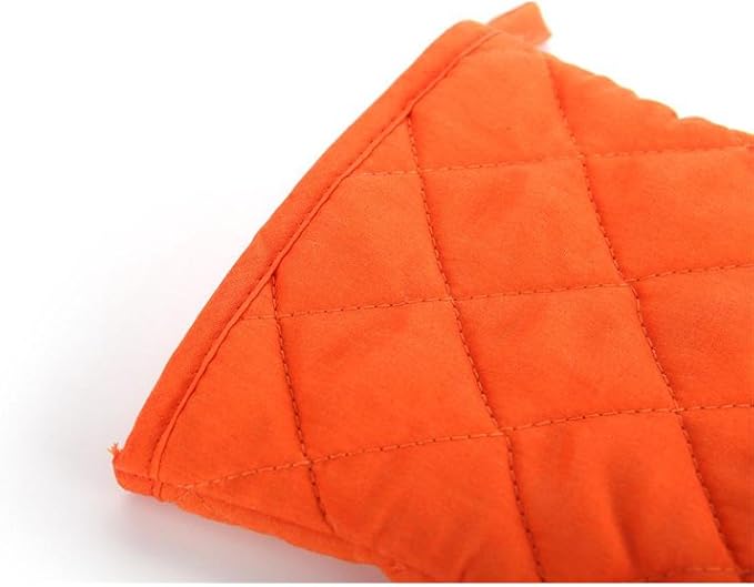 Oven Mitts, Premium Heat Resistant Kitchen Gloves Cotton & Polyester Quilted Oversized Mittens, 1 Pair Orange