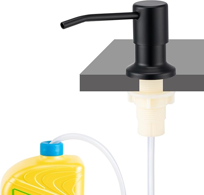 Soap Dispenser for Kitchen Sink, Countertop/Built in Dish Soap Dispenser | Sink Soap Dispenser with Stainless Steel Pump and 47" Silicone Extension Tube Kit, No Need to Frequent Refills-Matte Black