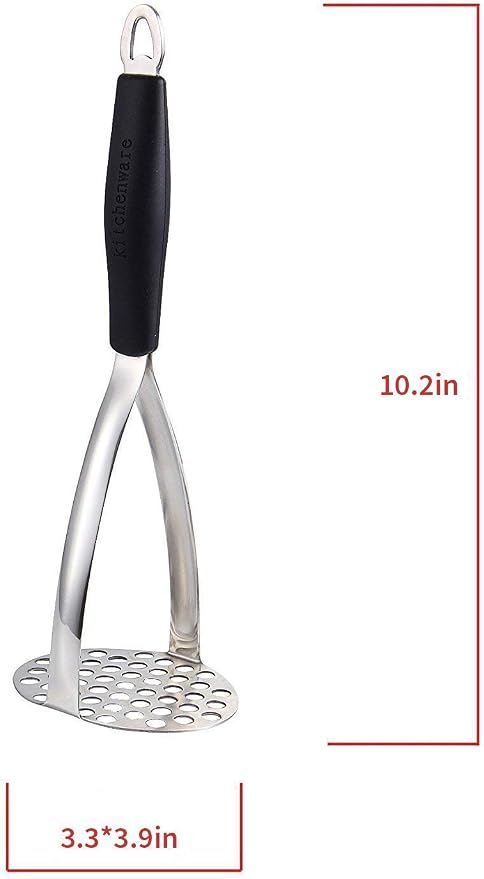 Joyoldelf Heavy Duty Stainless Steel Potato Masher, Professional Integrated Masher Kitchen Tool & Food Masher/Potato Smasher with Silicone Handle, Perfect for Bean, Vegetable, Fruits, Avocado, Meat