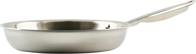 WINCO Tri-Ply Frying Pan, Silver | Quick even heating, Induction compatible, Heavy-duty, Great for Sauteing, Searing and Frying