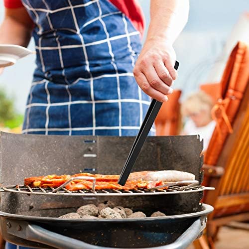 Patelai 2 Pcs 11.8 Inch Silicone Tongs for Cooking Silicone Tweezer Trivet Toaster Tongs Long Heat Resistant Kitchen Grilling Serving Utensils for Food BBQ, Pan Fried Steak, Salad(Black)