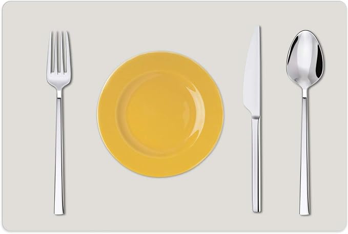 Silicone Placemats, Food-Grade Non-Slip Waterproof, Dining, Stain Resistant, Countertop Protector, Kitchen Counter Mat, Heat Resistant, Baking mat Dishwasher Safe (23.6"×15.7"-2pack, White Gray)