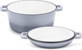 TeamFar 5qt Dutch Oven, Pre-seasoned Cast Iron for Bread Baking, Gray | 2-in-1 Bread Pan with Skillet Lid, Oven & Stovetop Safe for Baking Frying Stewing Grilling, Home Use Or Outdoor Camping