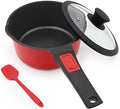 Small Sauce Pan with Lid, 1.5 Qt Saucepan with Lid, Non Stick Sauce Pan, Milk Pot & Sauce Pot & Saucepan with Pour Spout, Detachable Handle Milk Pan, Induction Compatible, Oven Safe,PFOA-Free
