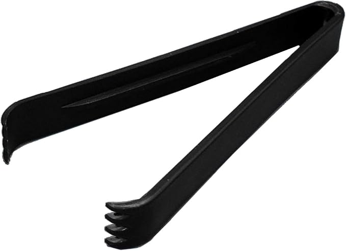 Party Essentials 6.5" Plastic Serving Tongs, 8-Count, Black