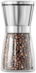 Manual Grinder, Ceramic Core Pulverizer, Adjustable Roughness | Transparent Glass Body See Grind Size Instantly, Stainless Top Cover for Durability, Compact Size Ideal for Camping