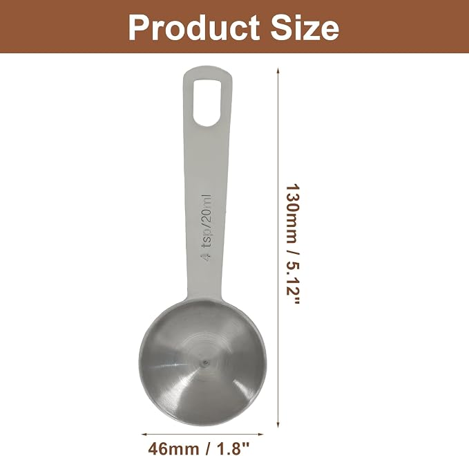 2Pcs 4/3 Tbsp Stainless Steel Measuring Spoons | 4/3 Tbsp | 4 Tsp | 20 Ml | 20 Cc, Metal, For Coffee Powder, For Grains, For Loose Tea