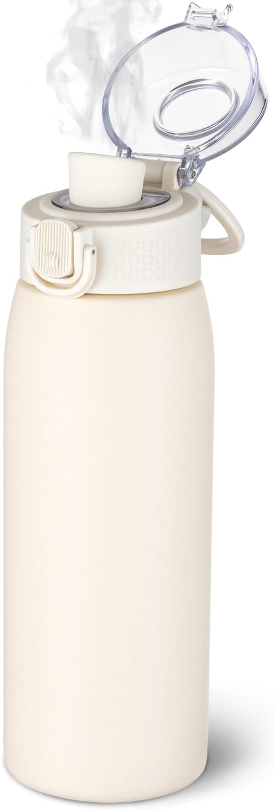 Insulated Water Bottle 18 oz with Dustproof Lid, Carry Handle & Tea Infuser, BPA-Free & Leakproof, Stainless Steel Water Bottles Ideal for Fitness, Hiking, Office & Outdoor Use （Beige ）