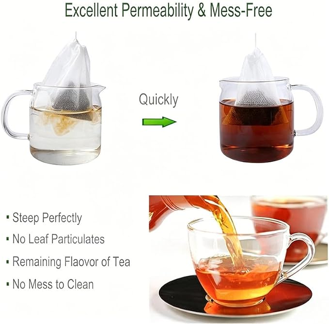 Tea Bags For Loose Leaf Tea 100PCSNon-Woven Fabric Tea Filter, Disposable empty Tea Bags Suitable For Coffee, Spices And Small Tea Bags For Brewing (White, 3.2inch x 4.0inch)