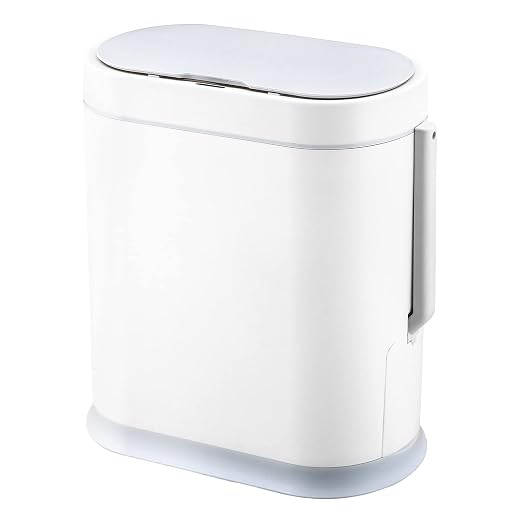 ELPHECO Bathroom Trash Can with Toilet Brush 2.5 Gallon Waterproof Trash Bin Smart Garbage can with lid Motion Sensor Waste Bin Automatic Bathroom Decor (White) | Motion Sensor Garbage can with lid, Automatic Trash Bin, Waterproof Waste Bin, Bathroom D...