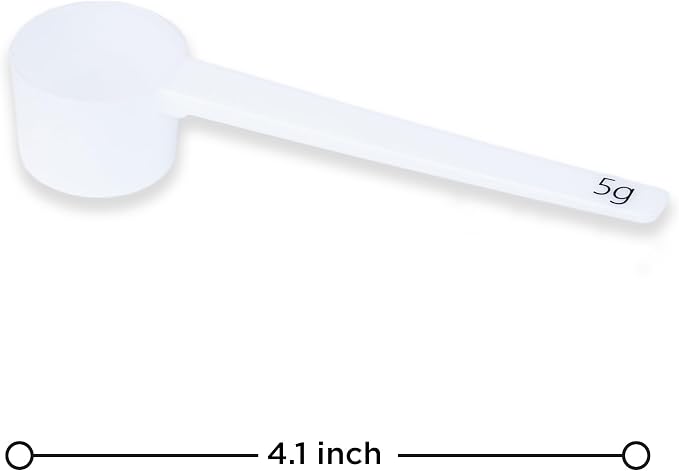 Measure spoons | measuring spoons set of 6 | exact dosing 3 gram scoop, 5 gram scoop, 7,5g, 10g, 15g, 30g | kitchen measuring set for powder and liquids | plastic medicine spoon and cups