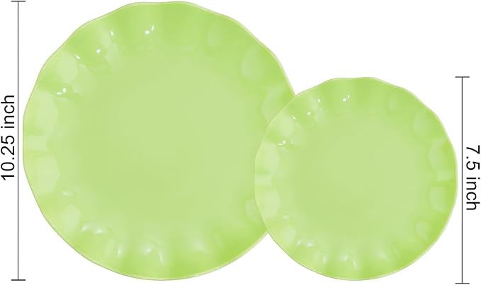 LIYH 24Pcs Sage Green Unbreakable Plastic Plates for Birthday Scalloped | Premium food-grade shatterproof reusable dinnerware. Elegant scalloped edges, ideal for serving desserts at any gatherings.