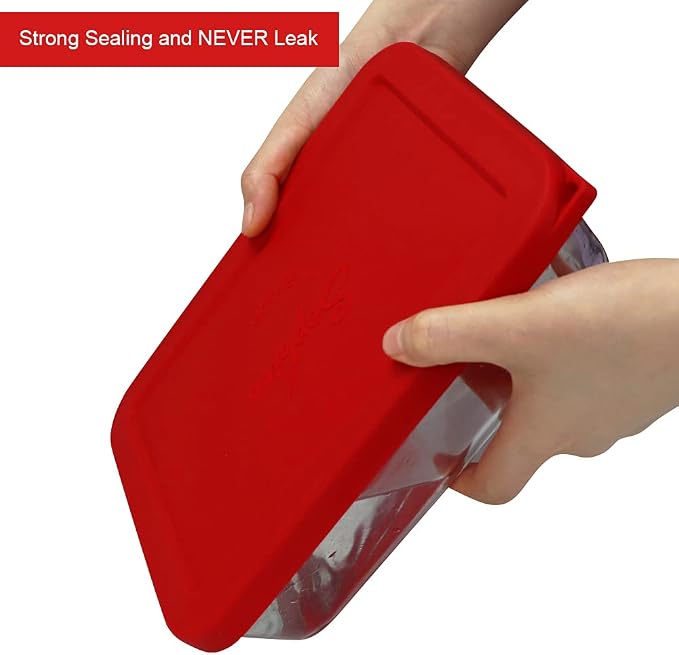 Sophico 6 Cup Rectangle Silicone Airtight Replacement Lid for Pyrex 7211-PC | Food Grade Silicone, Leakproof、Airtight Lids, Dishwasher Microwave Safe(4 pack)