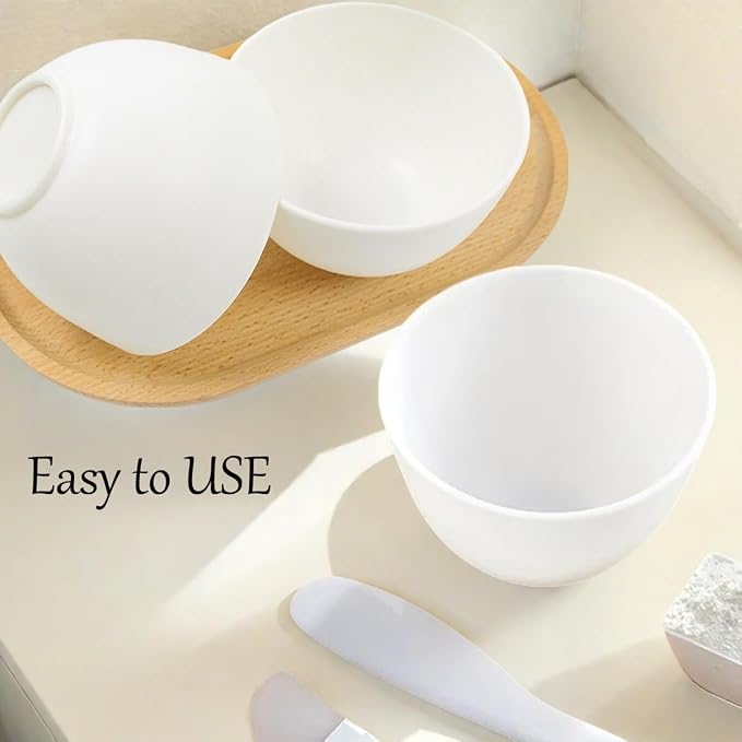 Small Silicone Face Mask Mixing Bowls, White 6 Pack, for Facials | Microwave and freezer safe, non-stick flexible design, 3.3-inch size, rinse cleanup, esthetician prep, clay blends and lotion