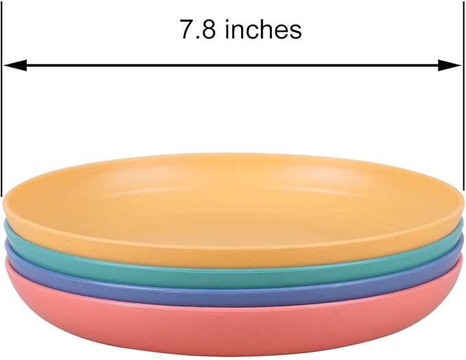 7.8 Inches Unbreakable Wheat Straw Plates - Reusable Plate Dinner Set - Dishwasher & Microwave Safe - Healthy, BPA Free & Eco-Friendly (7.8 Inches/6 Color_H)