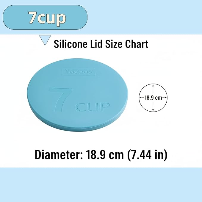 Yodecy Silicone Bowl Lids fit Pyrex Glass Bowls 7402-PC 7 Cup, Yodecy Silicone Bowl Lids fit Anchor Hocking Glass Bowls 7402-PC 7 Cup,Replacement Lids(2 Pack Blue)
