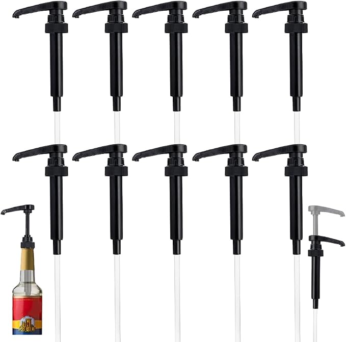 10 Pcs Black Coffee Syrup Pump Compatible with 25.4Oz/750ml Bottles | Syrup Dispenser Pumps, Great for Home & Coffee Bar, Drinking Mixes, Tea, Beverage, Cocktails, Flavoring Syrup Bottles
