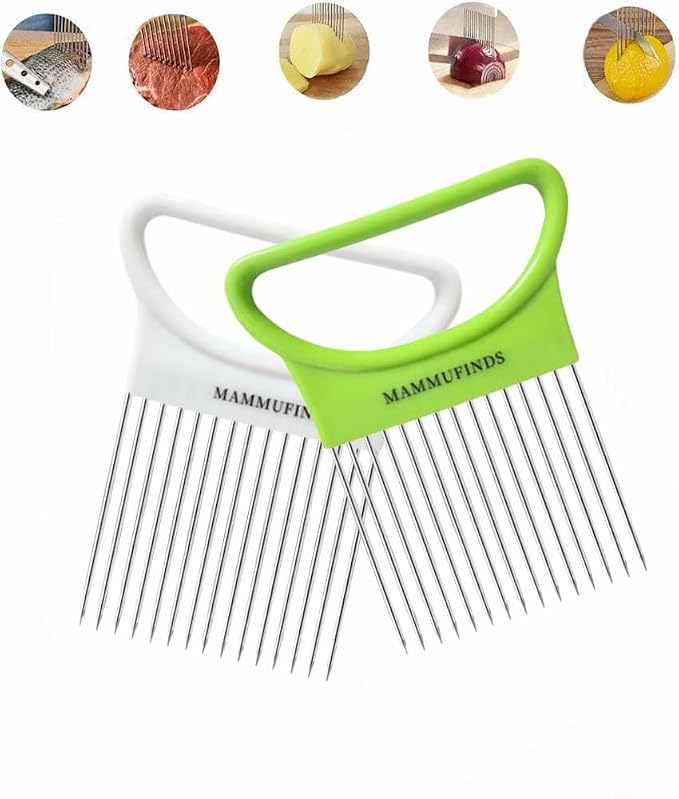 Potato slicer & Kitchen Gadgets, 1 Crinkle Cutter, 1 Onion Slicer, Stainless Steel Onion Holder, Vegetable, Avocado, Tomato,Mandoline Slicer, Fruit Cutter, wavy crinkle cutter for veggies,