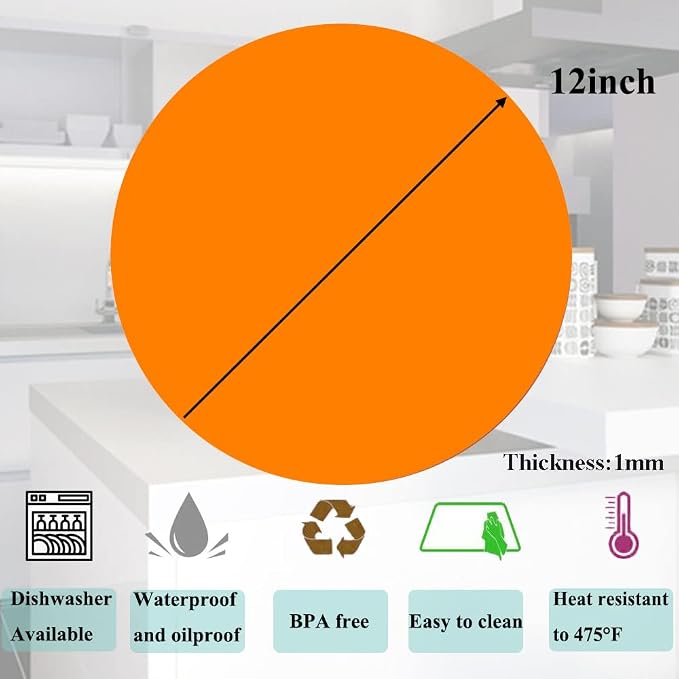 Multi-Purpose Silicone Original Microwave Mat | BPA Free, Food Grade Safe, Heat Resistant to 475°F, Dishwasher Safe - Splatter Guard, Hot Pad, Pot Holder, Minimize Mess,12 Inch (Orange)