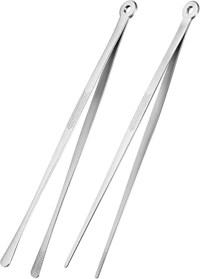 Kirecoo 2PCS 12" Stainless Steel Cooking Tongs with Serrated Tips | Precision Chef Tweezers, Non-slip Extra Long, Dishwasher Safe, For Grill Serving & Salad, Multipurpose Kitchen Utensil