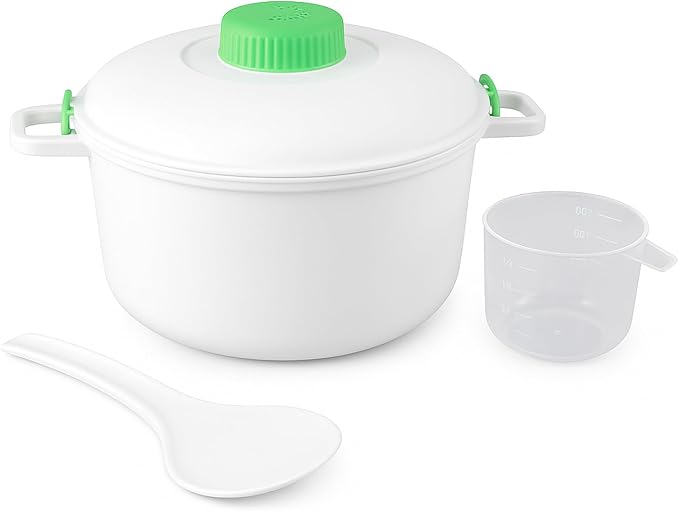 Microwave Pressure Cooker Steamer – 2.8L BPA-Free Microwave Rice & Vegetable Cooker – Quick Healthy Meals for Meats, Fish, Poultry – With Rice Spoon & Measuring Cup – Fast Dinner Solution