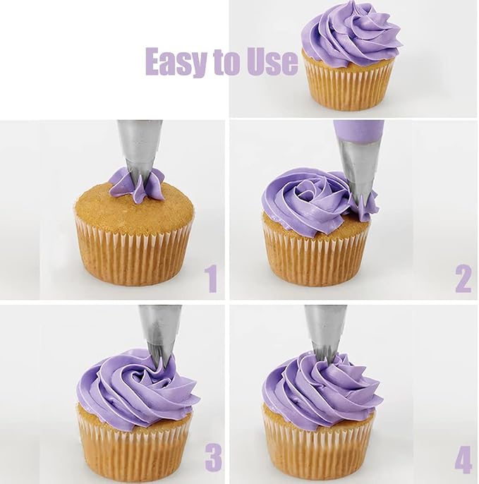 1M Piping Tip for Cake Decorating,Seamless Icing Tips,3 Pcs Decorating Tips,Open Star,Stainless Steel