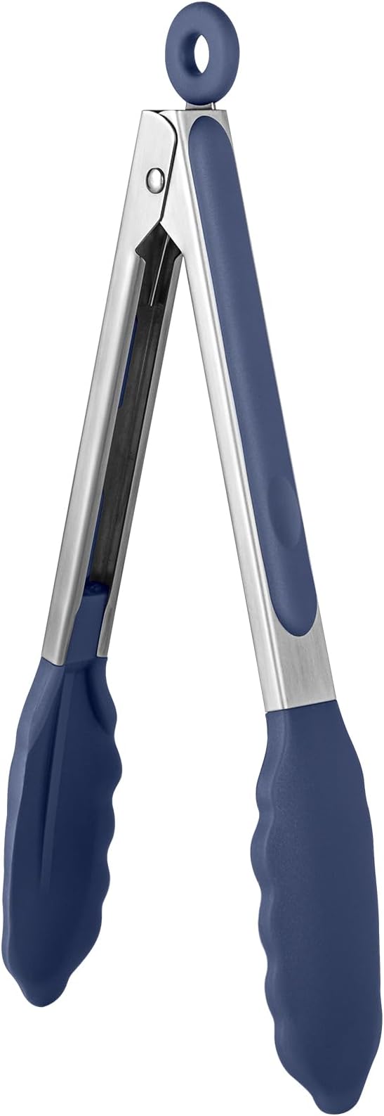 U-Taste Kitchen Tong for Cooking, 600ºF Heat-Resistant, 9in/Midnight Blue | Rubber Tong for Serving Food, Salad/Grill/BBQ/Steak/Pasta Silicon Tongs, 18/8 Stainless Steel Handle & Smooth Locking