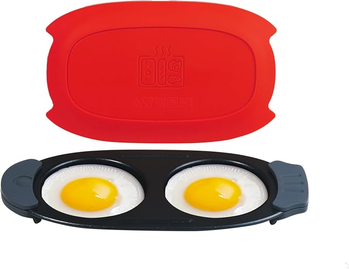 MKYSAIL Quick-Heat Microwave Egg Cooker,Poacher,Fryer for 2 Eggs,Omelet | Multi-use Breakfast Sandwich Maker,Removable Silicone Handles,BPA/PFOA-Free,Dishwasher-Safe,Portable for RV,Dorm,Gift(Red)