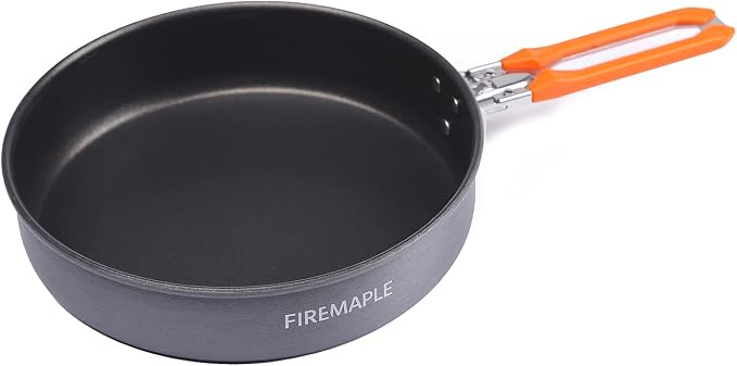 Fire-Maple 7.6 Inch Camping Frying Pan Portable Nonstick Camping Skillet | Hard Anodized Aluminum with Nonstick Coating, Even Heating Thicker Base, Heat-resistant & Self-locking Handle, 9.2oz