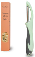 Stainless Steel Vegetable & Fruit Peeler for Kitchen, Green | Ideal Carrot Cucumber Potato Peeling Helper, Sharp Swivel Straight Blade, Non-Slip & Ergonomic Handle, Dishwasher Safe