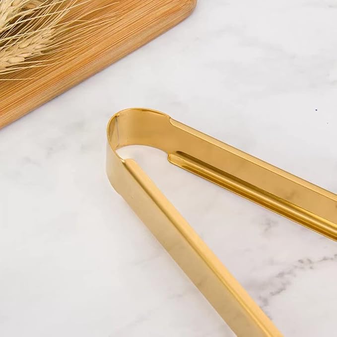 2-Pack 9 Inch Gold Serving Tongs Barbecue Food Tongs Buffet Tongs Non-slip & Easy Grip Stainless Steel Gold Kitchen Cooking Tongs, Salad, Bread, Ice, Frying,Grilling,Pastry,Oven