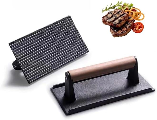 KitchenTools Heavy Duty 8"Cast Iron bacon Grill Press Smash Burgers Press Burger Tool for Grill and Griddle BBQs and Tailgates Gifts for Men and BBQ Enthusiasts