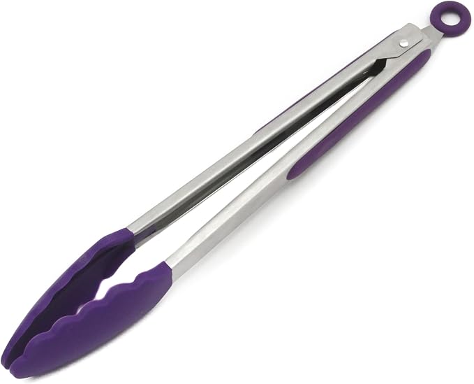 Chef Craft Premium Silicone Cooking Tongs, 12 inch, Purple
