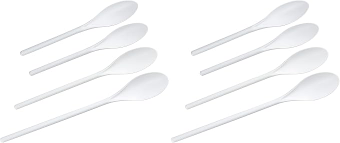 Chef Craft Select Plastic Spoon Set, 10-14.5 inch 4 Piece, White (Pack of 2)