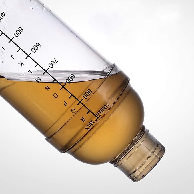 Plastic Cocktail Shaker,Drink Mixer Hand Shaker Cup with Scales,Transparent (33 oz / 1000cc)
