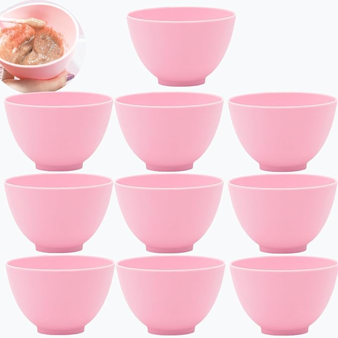 10 Pack Pink Silicone Mixing Bowls for Estheticians, Facial Prep | Repeated workflow, heat resistant and flexible, quick-rinse surface, handles clay formulas, creams and hair color stations