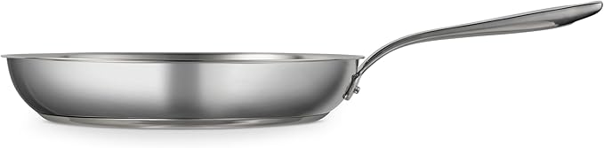 Tramontina Tempo Tri-Ply Base Stainless Steel 12-Inch Large Frying Pan | Induction-Ready Skillet, Oven-Safe, Dishwasher-Safe