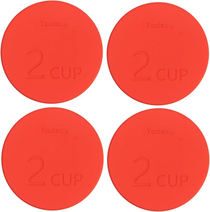 Yodecy Silicone Bowl Lids fit Pyrex Glass Bowls 7200-PC 2 Cup, Yodecy Silicone Bowl Lids fit Anchor Hocking Glass Bowls 7200-PC 2 Cup,Replacement Lids 4.76in/12.1cm(4 Pack Red)